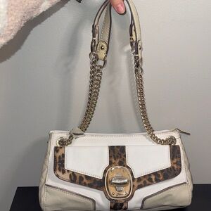 Vintage Guess White and Leopard Shoulder Bag